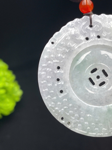 NT1257 Đồng điếu chuyển vận phát tài bạch ngọc lên băng ( JADEITE A )