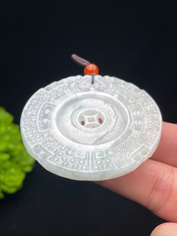 NT1257 Đồng điếu chuyển vận phát tài bạch ngọc lên băng ( JADEITE A )