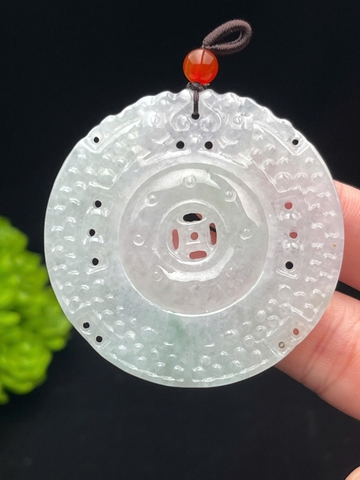 NT1257 Đồng điếu chuyển vận phát tài bạch ngọc lên băng ( JADEITE A )