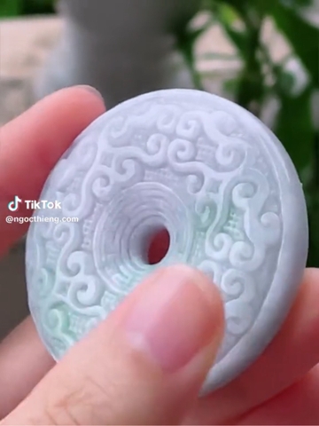 NT945 Mặt đồng điếu tím la lan điểm vân xanh ngọc phỉ thuý tự nhiên( Jadeite A)