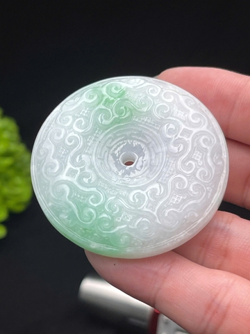 NT1271  Khấu bình an bạch ngọc điểm lý ngọc phỉ thuý tự nhiên(Jadeite A)