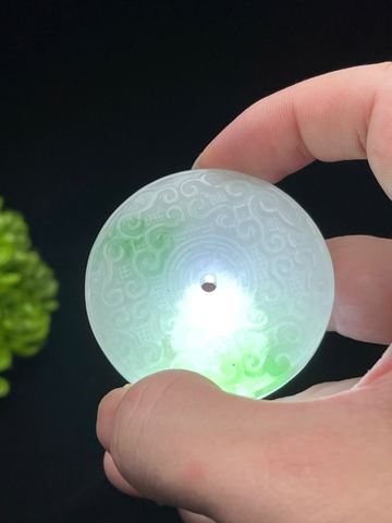 NT1271  Khấu bình an bạch ngọc điểm lý ngọc phỉ thuý tự nhiên(Jadeite A)