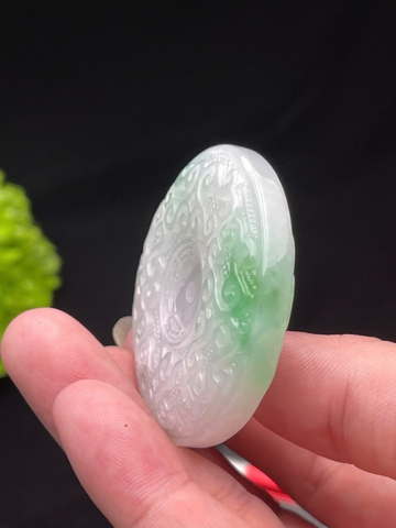 NT1271  Khấu bình an bạch ngọc điểm lý ngọc phỉ thuý tự nhiên(Jadeite A)