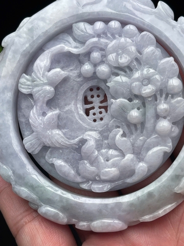 NT1300 Combo vòng tay mặt dây uyên ương như ý hoa khai phú quý  ngọc phỉ thuý tự nhiên(JADEITE A)