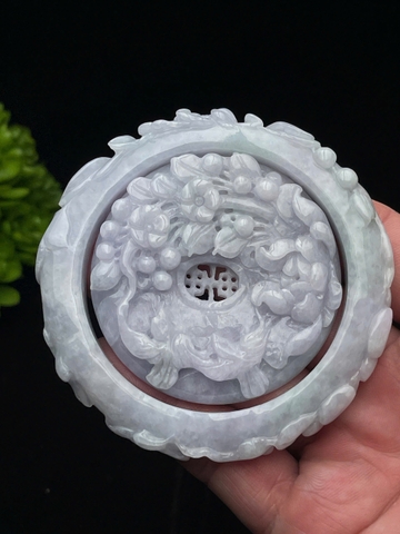 NT1300 Combo vòng tay mặt dây uyên ương như ý hoa khai phú quý  ngọc phỉ thuý tự nhiên(JADEITE A)