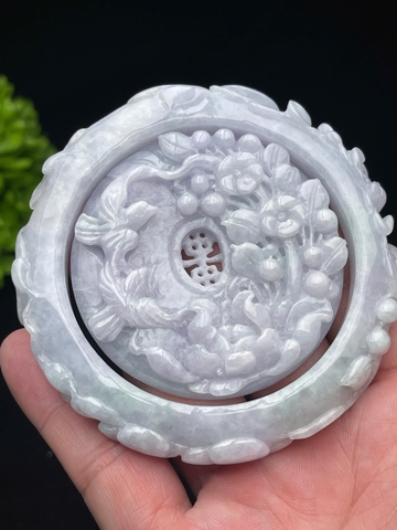 NT1300 Combo vòng tay mặt dây uyên ương như ý hoa khai phú quý  ngọc phỉ thuý tự nhiên(JADEITE A)