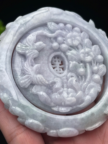 NT1300 Combo vòng tay mặt dây uyên ương như ý hoa khai phú quý  ngọc phỉ thuý tự nhiên(JADEITE A)