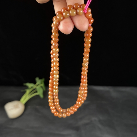 Chuỗi hạt huyết đậm size nhỏ mix mặt dây Ngọc phỉ thúy tự nhiên loại A -NT864 -5.5mm