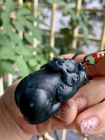 Mặt dây tuổi hợi Ngọc phỉ thuý tự nhiên Jadeite loại A -NT1066