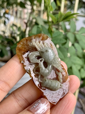 Mặt cua tài lộc huyết tách màu Ngọc phỉ thuý tự nhiên Jadeite loại A -NT1072