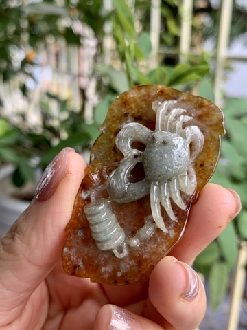 Mặt cua tài lộc huyết tách màu Ngọc phỉ thuý tự nhiên Jadeite loại A -NT1072