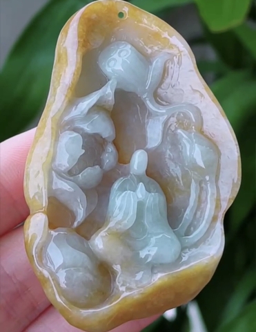 Mặt ngộ đạo hoàng tông tươi sáng Ngọc Phỉ Thuý tự nhiên Jadeite loại A -NT854