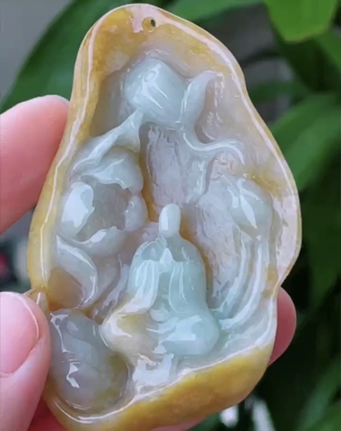 Mặt ngộ đạo hoàng tông tươi sáng Ngọc Phỉ Thuý tự nhiên Jadeite loại A -NT854