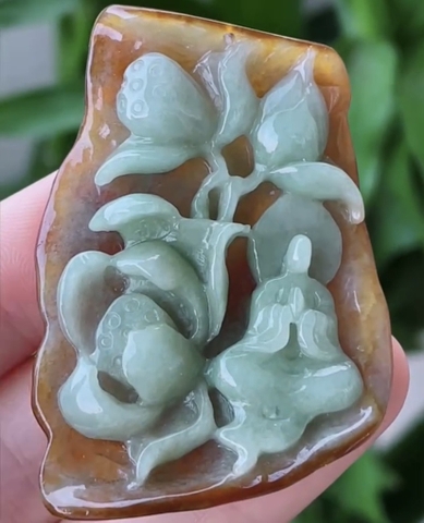 Hoa sen ngộ đạo huyết Ngọc Phỉ Thuý tự nhiên Jadeite loại A -NT848