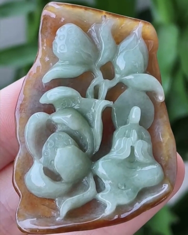 Hoa sen ngộ đạo huyết Ngọc Phỉ Thuý tự nhiên Jadeite loại A -NT848