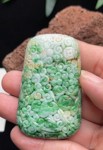 NT1427 Mặt dây CÁT TƯỜNG NHƯ Ý ngọc phỉ thuý tự nhiên ( JADEITE A)