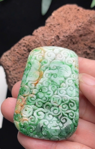 NT1427 Mặt dây CÁT TƯỜNG NHƯ Ý ngọc phỉ thuý tự nhiên ( JADEITE A)