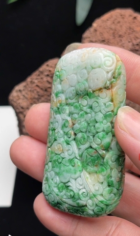NT1427 Mặt dây CÁT TƯỜNG NHƯ Ý ngọc phỉ thuý tự nhiên ( JADEITE A)