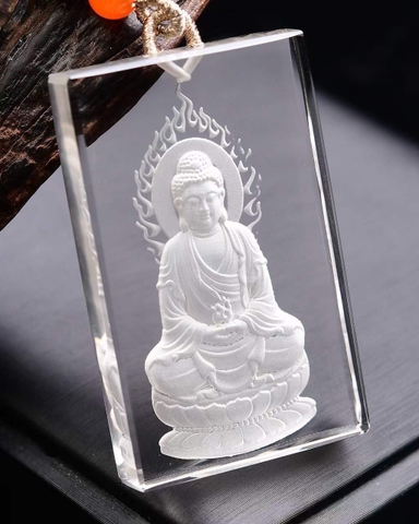 NT1251 mặt dây Bồ Tát Đại Nhật Như Lai thạch anh trắng
