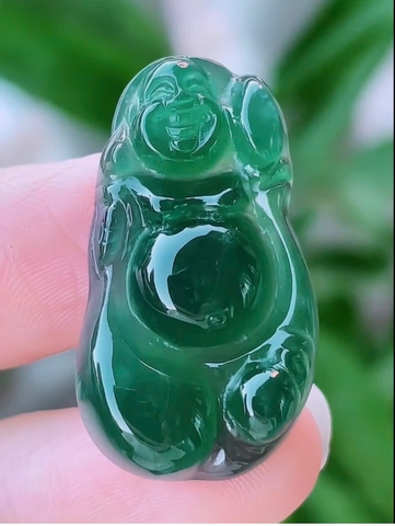 NT1307 Phật Di Lặc ngọc phỉ thuý tự nhiên ( JADEITE A)