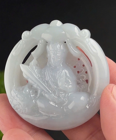 NT1318 Văn Thù Sư Lợi Bồ Tát  ngọc phỉ thuý tự nhiên ( JADEITE A)