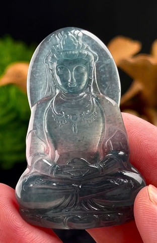 NT1331 Quán Âm bồ tát ngọc phỉ thuý tự nhiên ( JADEITE A)
