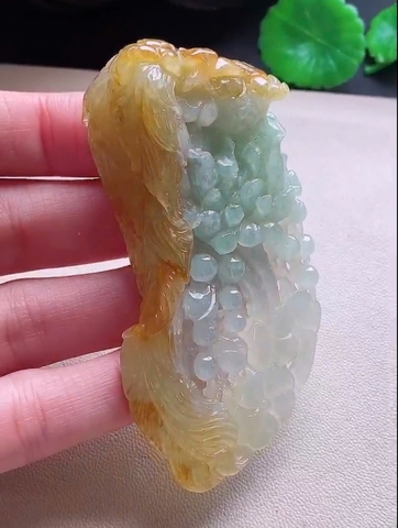 NT1333 Phượng hoàng -mẫu đơn ngọc phỉ thuý tự nhiên ( JADEITE A)