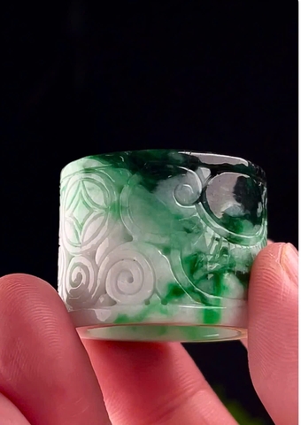 NT1335 Nhẫn Càn Long size 22.5mm ngọc phỉ thuý tự nhiên (JADEITE A)