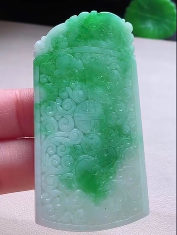 NT1343 Ngọc bội chữ Phúc ngọc phỉ thuý tự nhiên (Jadeite A)