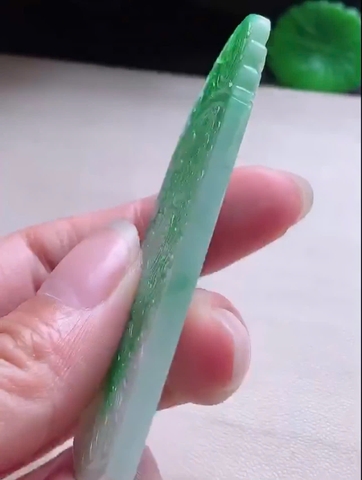 NT1343 Ngọc bội chữ Phúc ngọc phỉ thuý tự nhiên (Jadeite A)