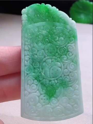 NT1343 Ngọc bội chữ Phúc ngọc phỉ thuý tự nhiên (Jadeite A)