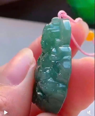 NT1347 Hoàng thần tài lam băng ngọc phỉ thuý tự nhiên (Jadeite A)