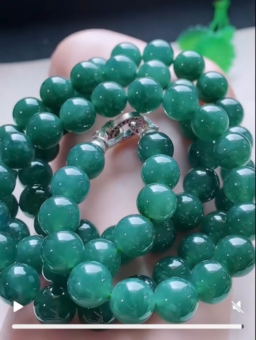 NT1368 Chuỗi 68 hạt size 9.8mm lam ngọc phỉ thuý tự nhiên ( JADEITE A)