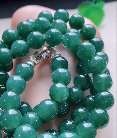 NT1368 Chuỗi 68 hạt size 9.8mm lam ngọc phỉ thuý tự nhiên ( JADEITE A)