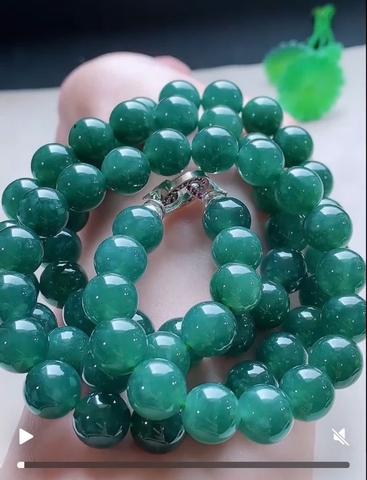 NT1368 Chuỗi 68 hạt size 9.8mm lam ngọc phỉ thuý tự nhiên ( JADEITE A)