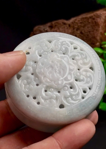 NT1395 Lư đốt trầm ngọc phỉ thuý tự nhiên (JADEITE A)