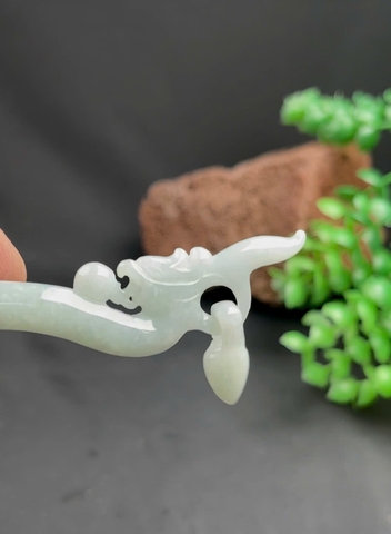 NT1398 Trâm dáng rồng ngọc phỉ thuý tự nhiên (JADEITE A)