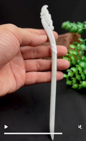 NT1400/7 Trâm dáng rồng ngọc phỉ thuý tự nhiên (JADEITE A)