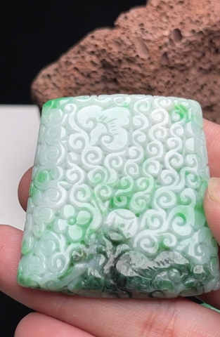 NT1429 Mặt dây CÁT TƯỜNG NHƯ Ý ngọc phỉ thuý tự nhiên ( JADEITE A)