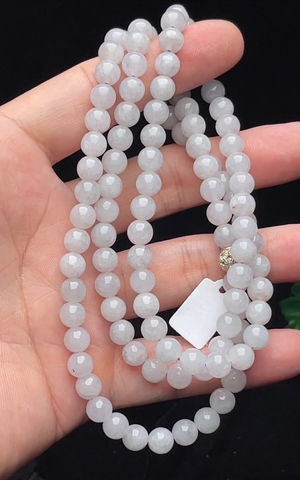 NT0143 chuỗi 108 hạt bạch ngọc tự nhiên( Jadeite A) 6.6mm
