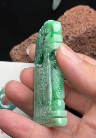 NT1430 Mặt dây LONG PHỤNG NHƯ Ý ngọc phỉ thuý tự nhiên ( JADEITE A)