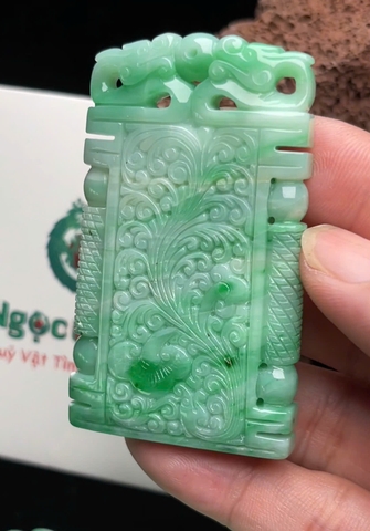 NT1434 Mặt dây LONG PHỤNG NHƯ Ý ngọc phỉ thuý tự nhiên ( JADEITE A)