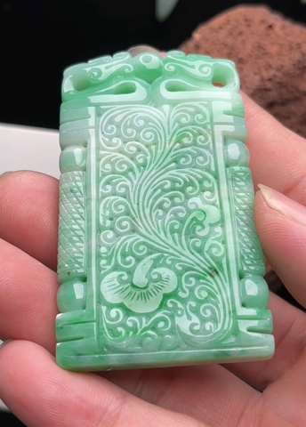 NT1434 Mặt dây LONG PHỤNG NHƯ Ý ngọc phỉ thuý tự nhiên ( JADEITE A)