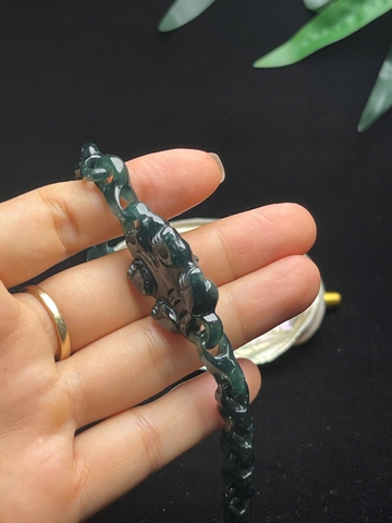 NT1435 lắc tay Tỳ Hưu nguyên khối ngọc lam băng tự nhiên ( JADEITE A)