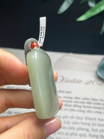 NT1436 Mặt dây VÔ SỰ ngọc hoà điền tự nhiên