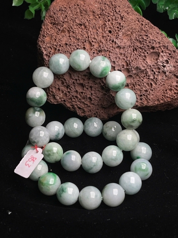 Vòng hạt điểm phớt lục Ngọc phỉ thúy tự nhiên loại A -NT863 -12mm