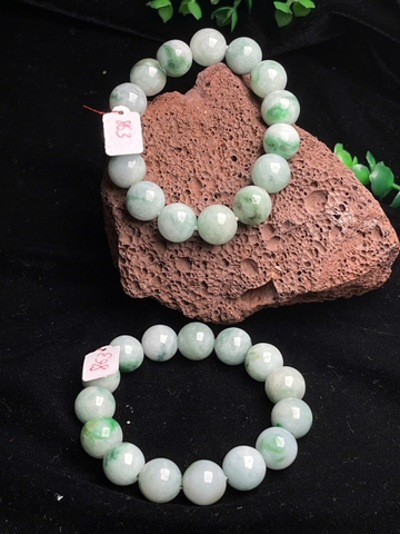 Vòng hạt điểm phớt lục Ngọc phỉ thúy tự nhiên loại A -NT863 -12mm