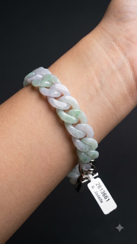 NT1418 Lắc tay ngọc phỉ thuý tự nhiên nguyên khối( JADEITE A)
