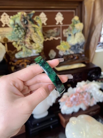 Vòng tay ni56 sơn thủy bản vuông Ngọc phỉ thúy tự nhiên loại A - NT875