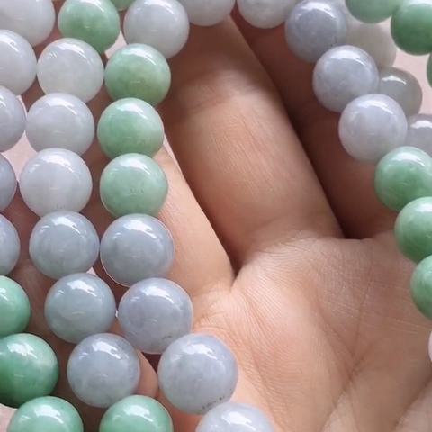 CHUỖI HẠT XANH TÍM Ngọc phỉ thúy tự nhiên Jadeite A 9.3MM - nt510